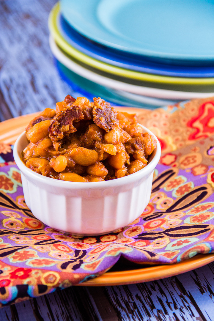 Easiest Ever Slow Cooker Baked Beans with Bacon