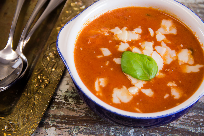 Tomato Basil Soup with Grown-Up Grilled Cheese