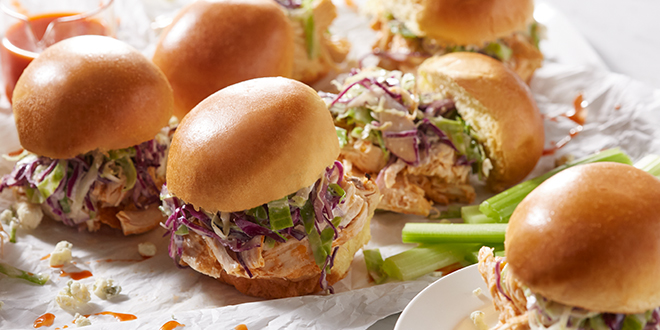 Blog for Fan-favorite: Slow cooker Buffalo chicken sliders and blue cheese slaw