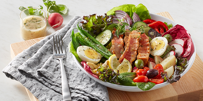 Nicoise salad with grilled tuna