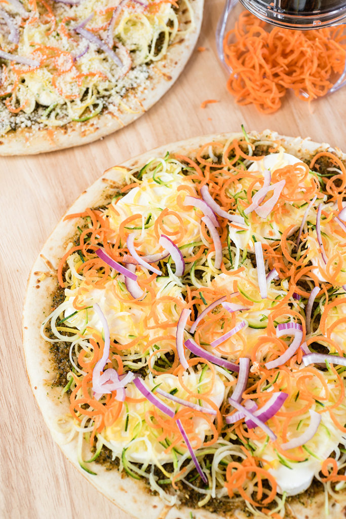 Blog for Spiralizer Veggie and Sun-Dried Tomato Pesto Pizza