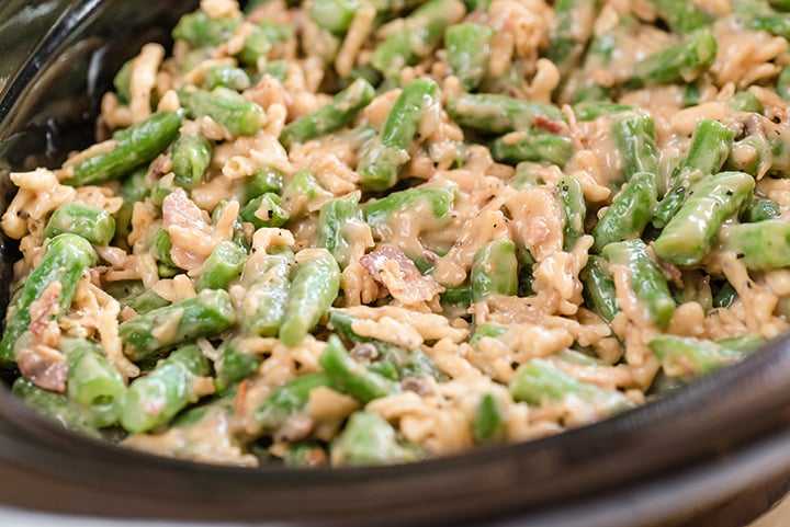 Slow Cooker Green Bean Casserole with Bacon