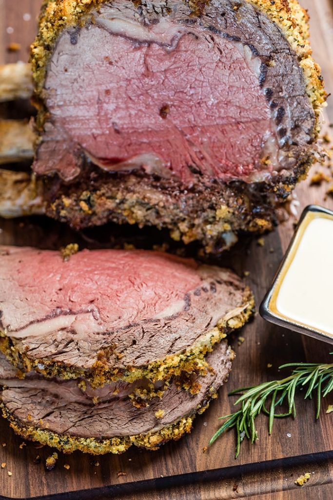HerbCrusted Rib Roast with Mustard Cream Sauce