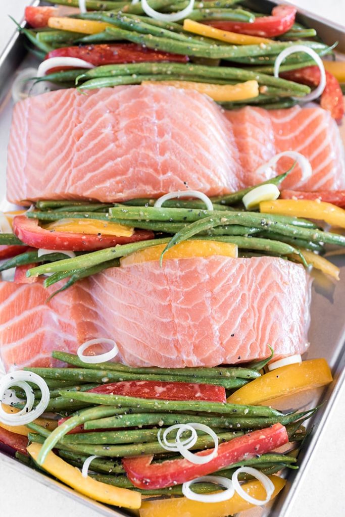 Sheet Pan Supper Dijon Salmon with Green Beans