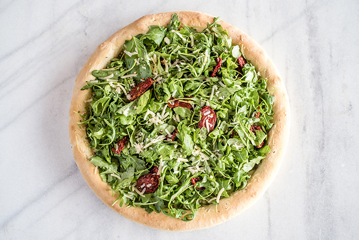 White Pizza with Arugula & Sun-Dried Tomatoes