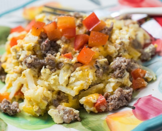Make This Beautiful Breakfast Casserole With Sausage & Hash Browns In Your Slow Cooker