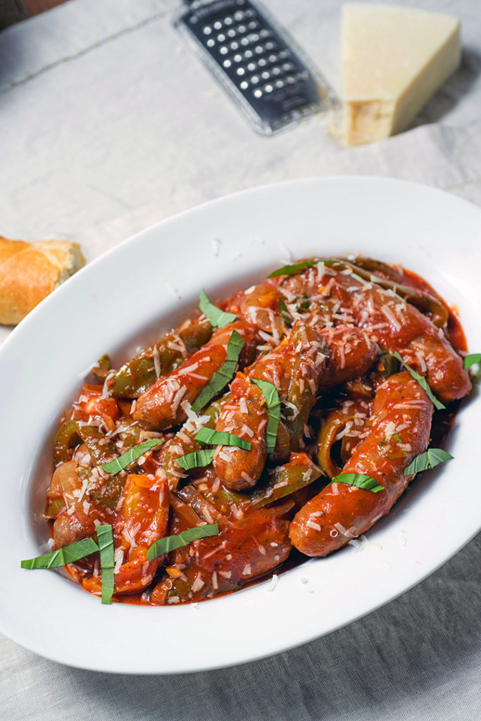 Slow Cooker Sausage with Peppers & Onions