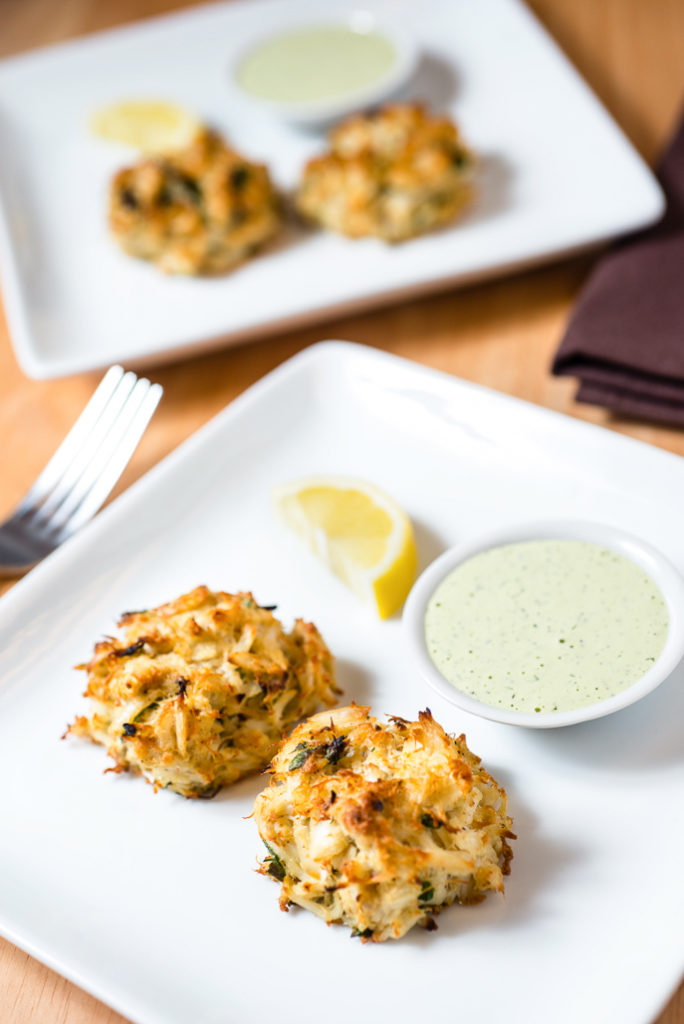 Broiled Maryland Crabcakes with Creamy Herb Sauce