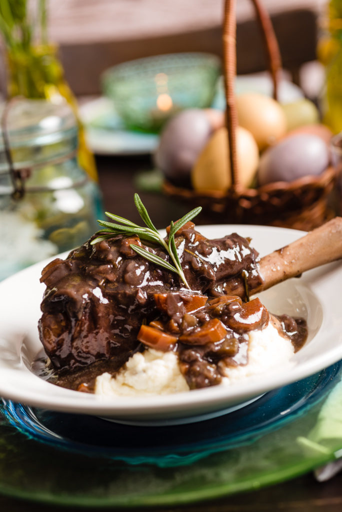 Slow Cooker Braised Lamb Shanks in Red Wine