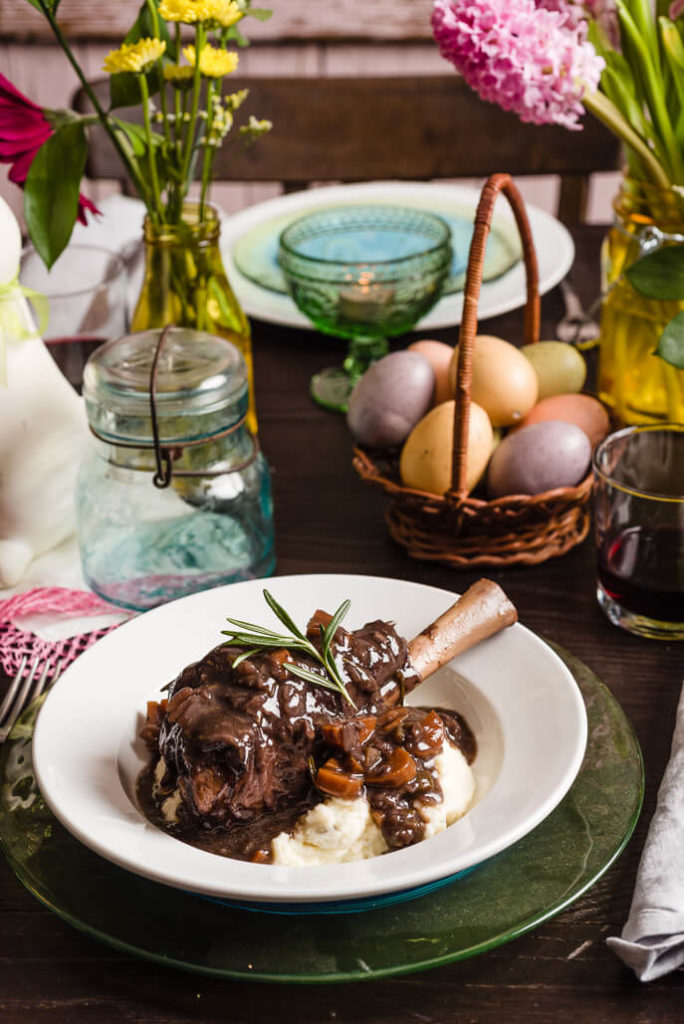 Slow Cooker Braised Lamb Shanks in Red Wine